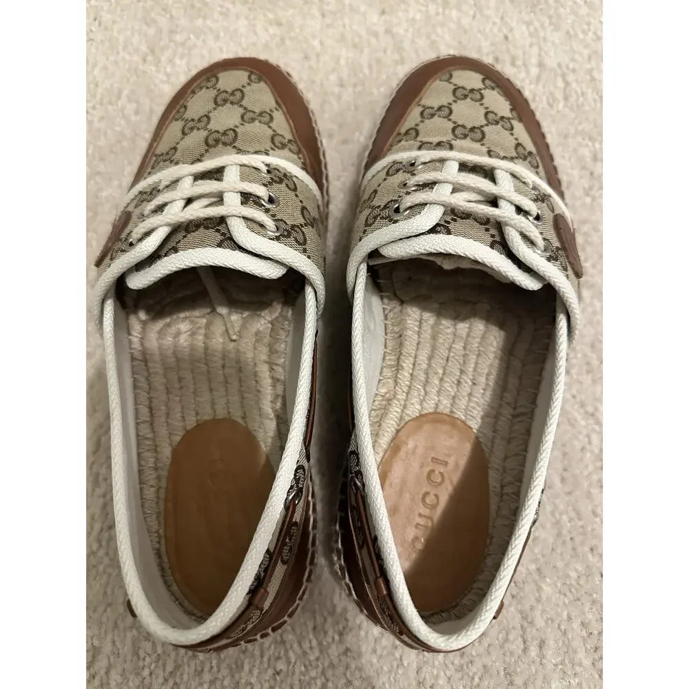 AUTHENTIC GUCCI MONOGRAM ESPADRILLES 725799 GG 7 (fits USA 8)